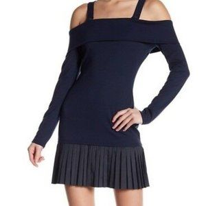 Cold Shoulder Pleated Hem Dress